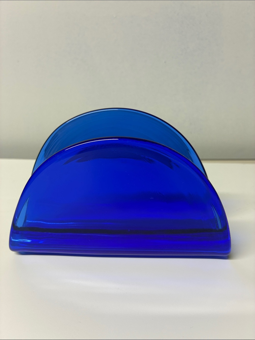 Williams Sonoma “Grande Cruise “Cobalt Blue Glass Napkin or Letter Holder - Home